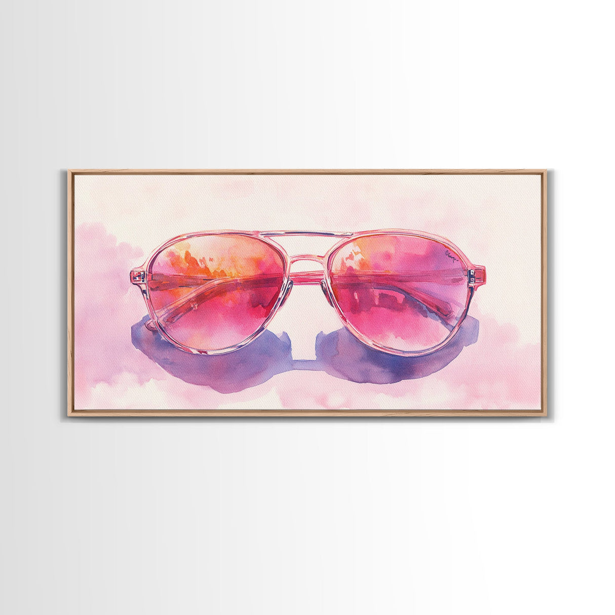 Retro Sunglasses Art Canvas Print | Fun Pink Wall Art | Whimsical Framed Canvas Print | Boho Chic Decor | Gift Idea | Dorm Room Art