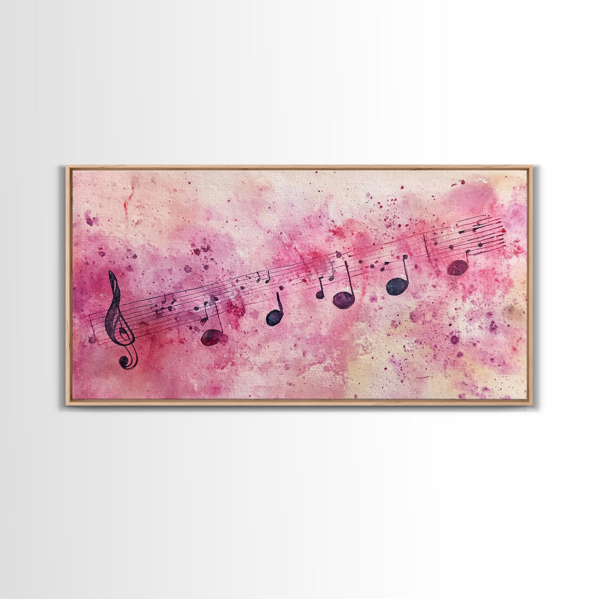 Sheet Music Canvas Print | Musical Wall Art, Whimsical Art, Light Pink Wall Art, Artistic Decor, Bedroom Art, Living Room Wall Decor