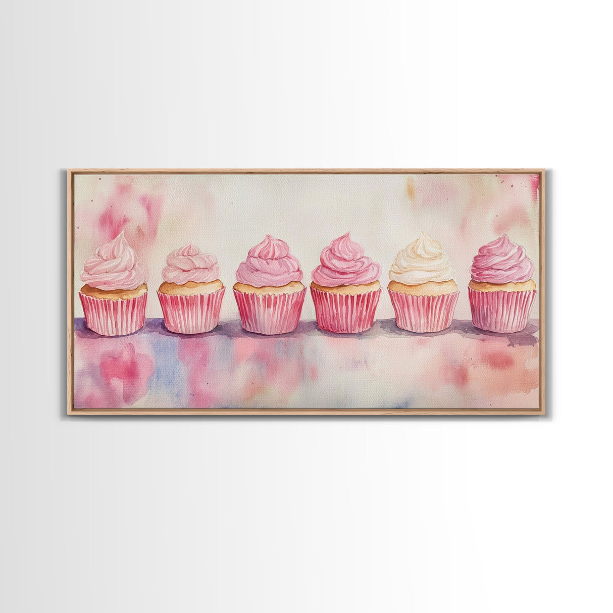 Whimsical Cupcake Canvas Print Pastel Pink Kitchen Art Light Pink Wall Art Food Review Kitchen Decor Gift Idea For Her