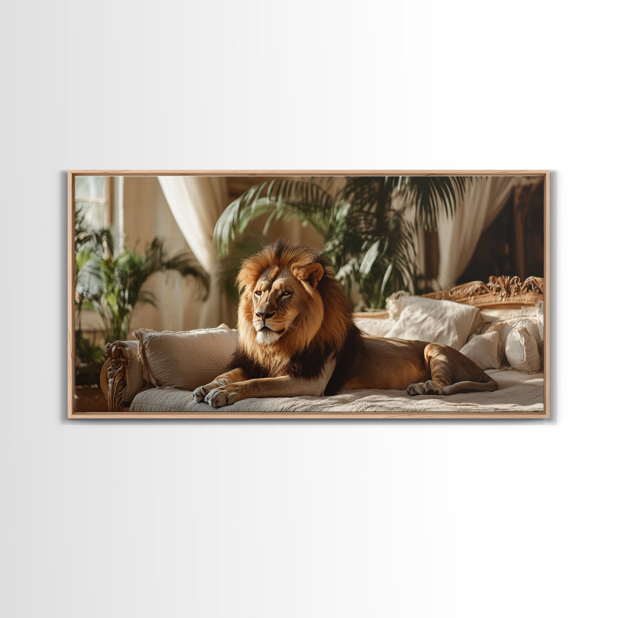 Vibrant Lion Wall Art Framed Canvas Print With Rustic Decor Perfect Above Sofa Living Room Art Gift Idea Wild Elegance Home Decor