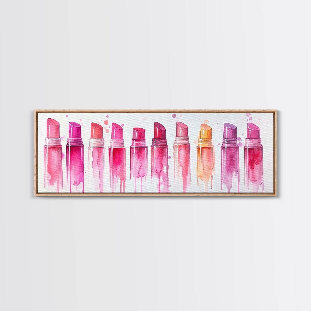 Vibrant Lipstick Shades Canvas Print, Pink Makeup Wall Art, Feminine Bedroom Decor, Whimsical Beauty Room Artwork Gift Idea