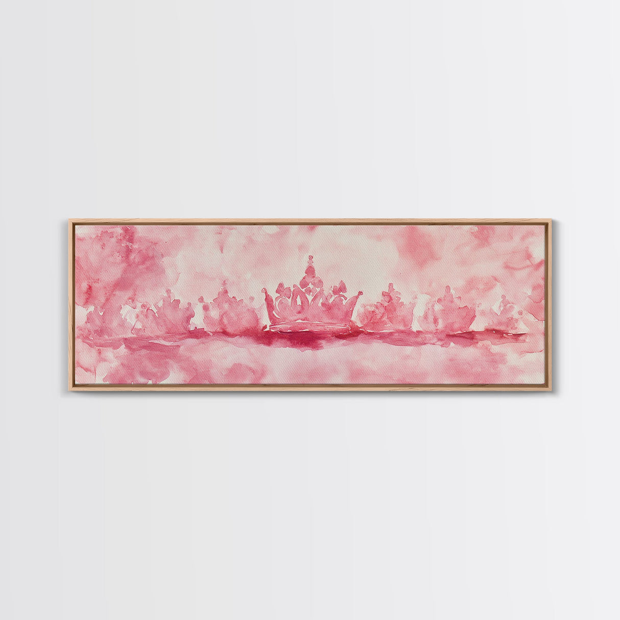 Pink Crown Canvas Print Minimalist Art Abstract Pink Wall Art Light Pink Bedroom Decor Princess Aesthetic Whimsical Art Wall Art