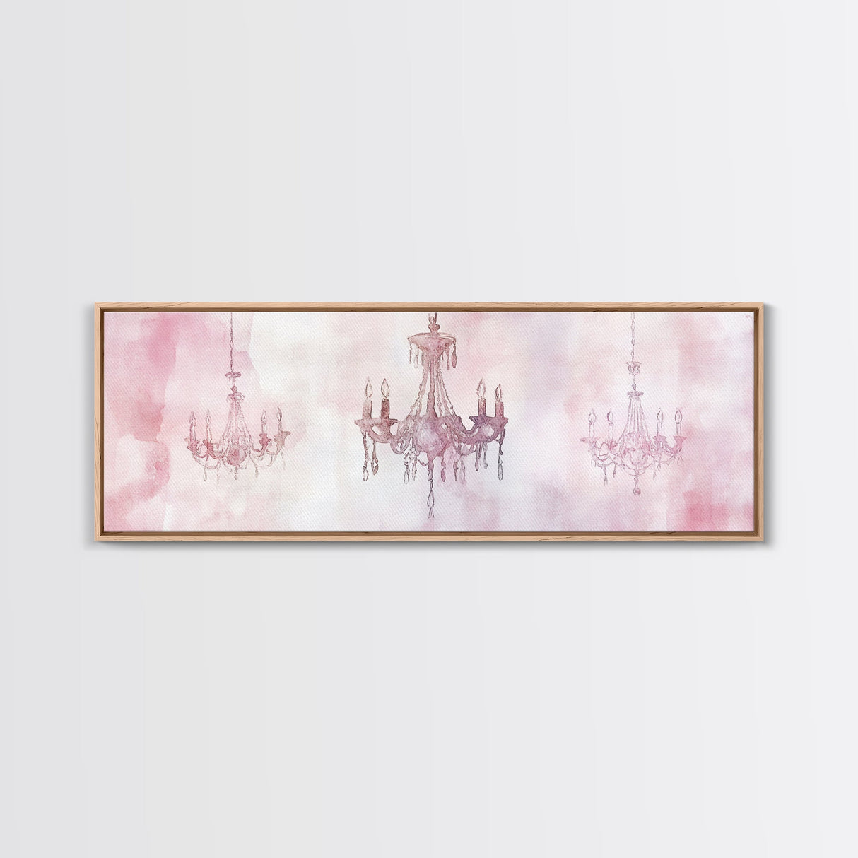 Elegant Chandelier Art Framed Canvas Print Light Pink Wall Art Minimalist Décor Horizontal Art Bedroom Living Room Gift Idea