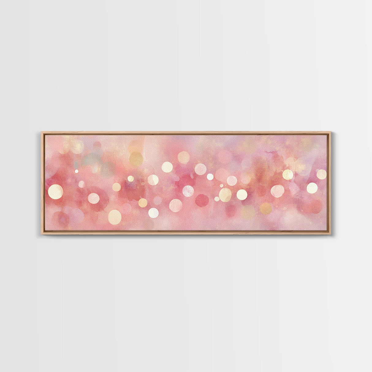 Framed Canvas Print of Light Pink Abstract Art with Geometric Circles Perfect as Dorm Wall Art or Minimalist Bedroom Wall Decor