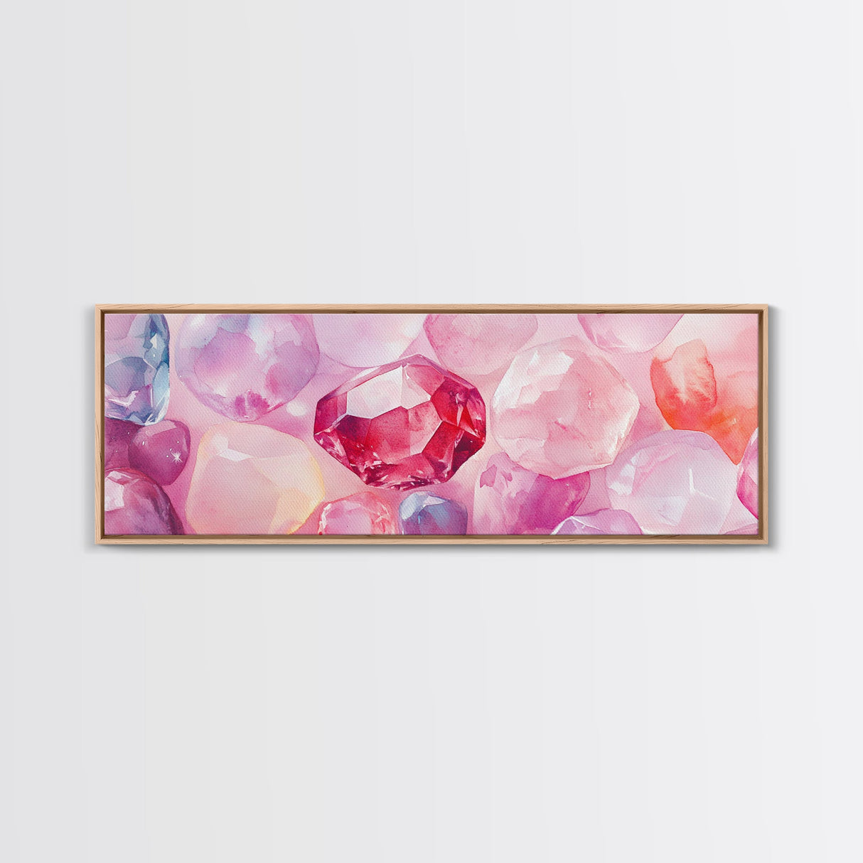 Gemstone Art Canvas Print, Pink Wall Art for Dorm, Light Pink Abstract Art, Whimsical Home Decor, Bedroom or Living Room Gift Idea