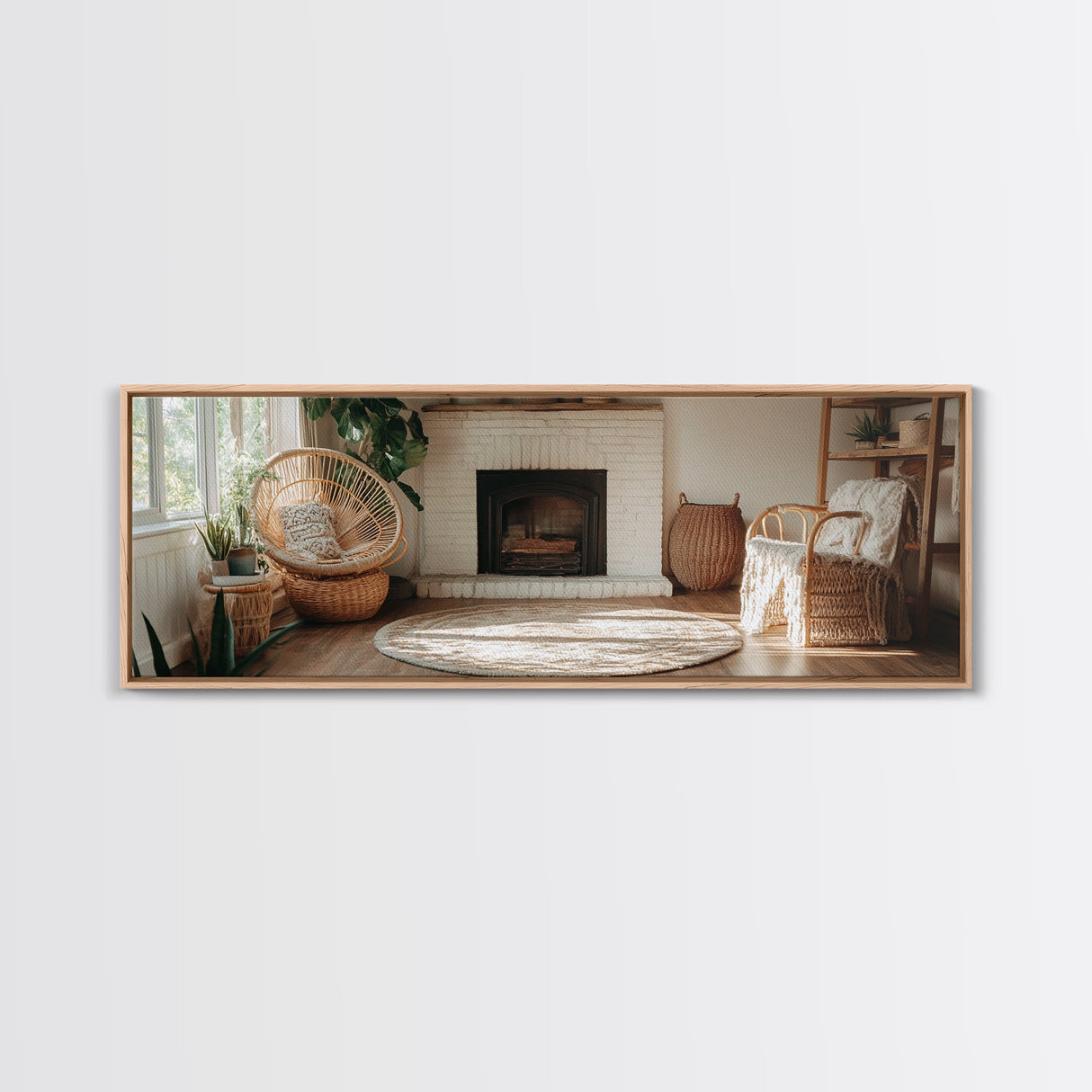 Framed Canvas Print Cozy Farmhouse Art Rustic Decor Wicker Charm Living Room Above Sofa Wall Art Warm Tones Gift Idea