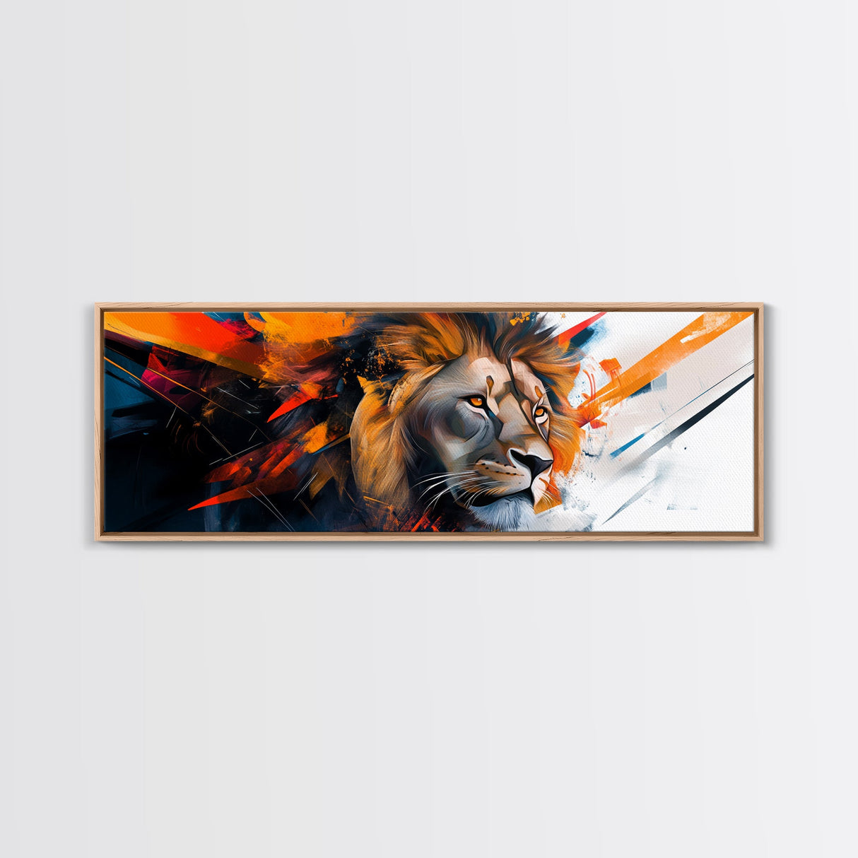Vibrant Lion Abstract Framed Canvas Print, Lion Wall Art, Colorful Painting, Rustic Wall Art, Gift Idea, Above Couch Art, Living Room Decor