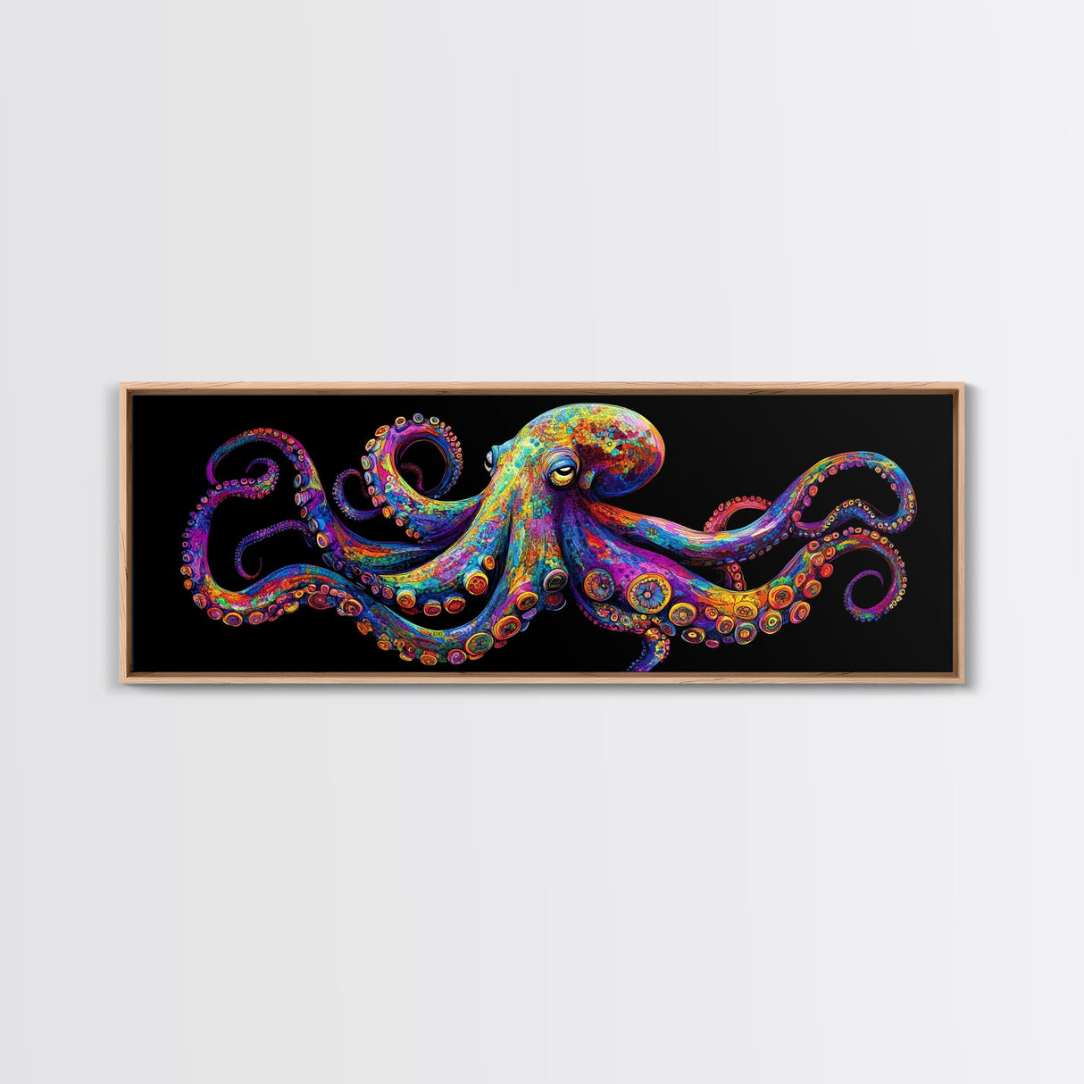 Vibrant Octopus Art Canvas Print Coastal Decor Nautical Wall Art Gift Idea Underwater Ocean Life Abstract Extra Wide Horizontal