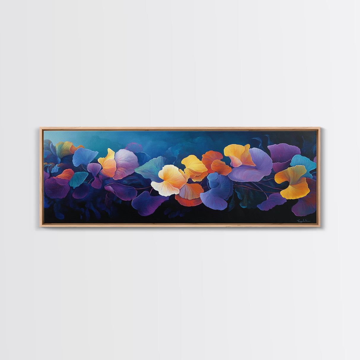 Botanical Canvas Print Floral Nature Art Extra Wide Pastel Decor Minimalist Horizontal Boho Bedroom Wall Art Above Couch Design