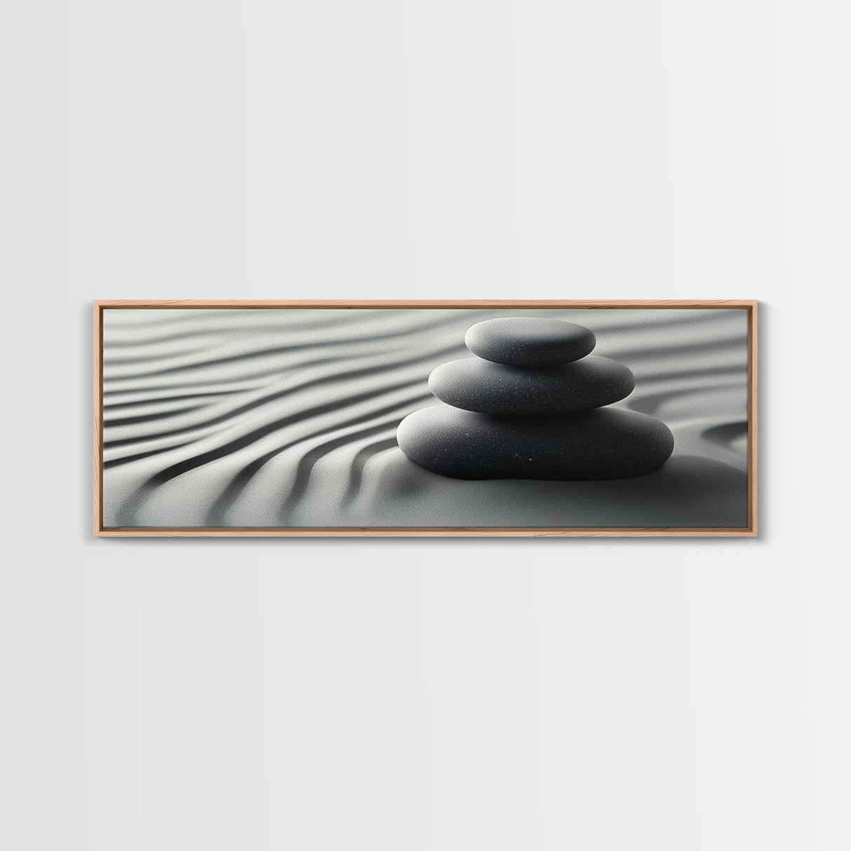 Coastal Harmony Framed Canvas Print Tranquil Pebbles Zen Reflection Nautical Decor Above Couch Living Room Wall Art