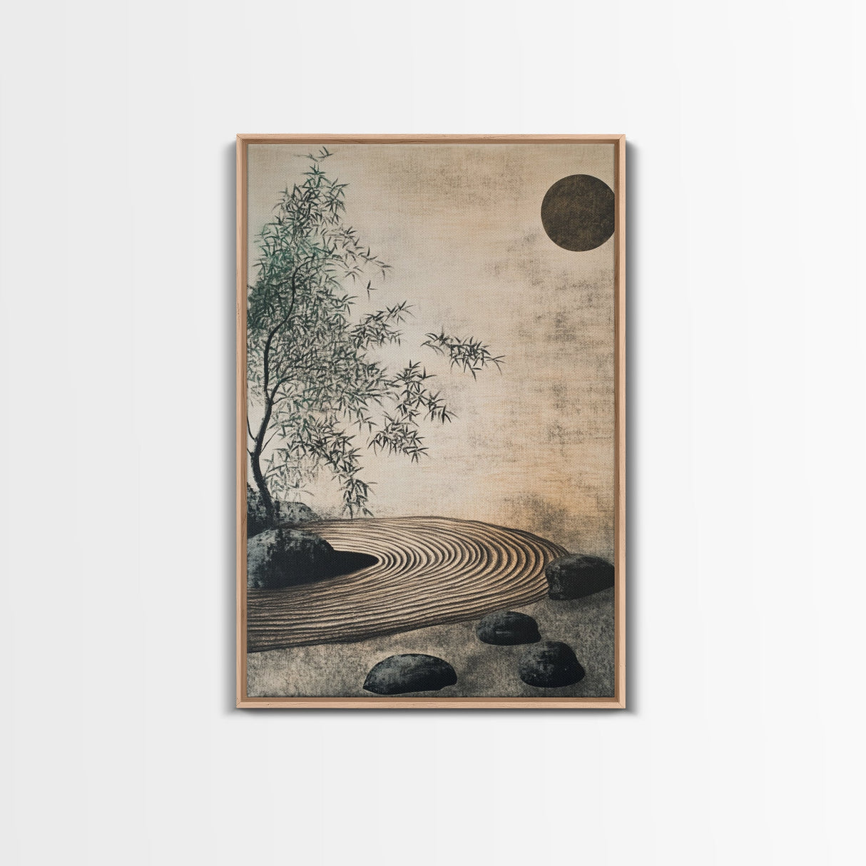 Zen Bamboo Garden Canvas Print Wabi Sabi Wall Art Minimalist Zen Inspired Artwork Rustic Decor Above Couch Wall Art Bedroom Art