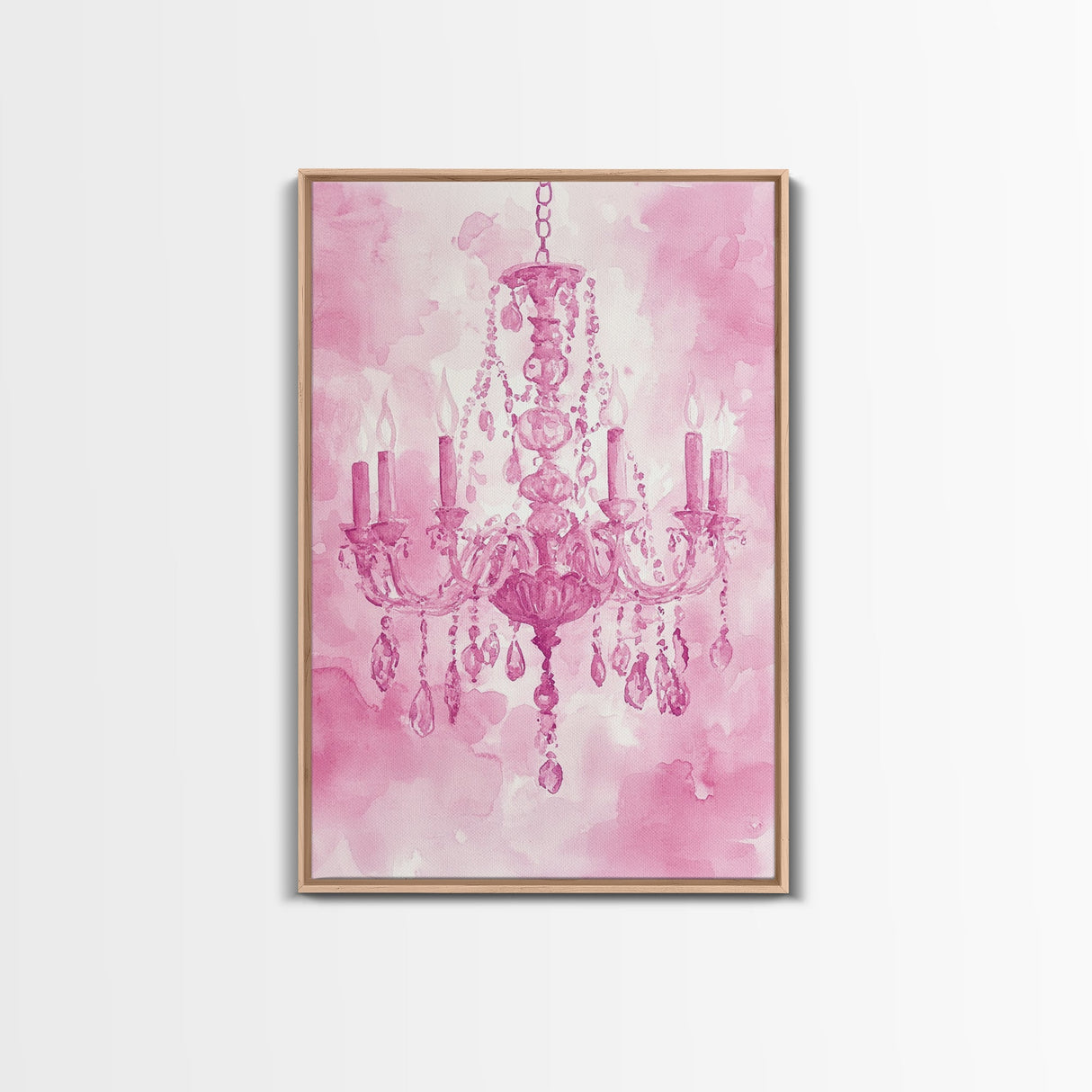 Pink Crystal Chandelier Canvas Print | Romantic Light Decor | Rustic Wall Art | Elegant Bedroom Art | Above Bed Wall Art | Farmhouse Decor