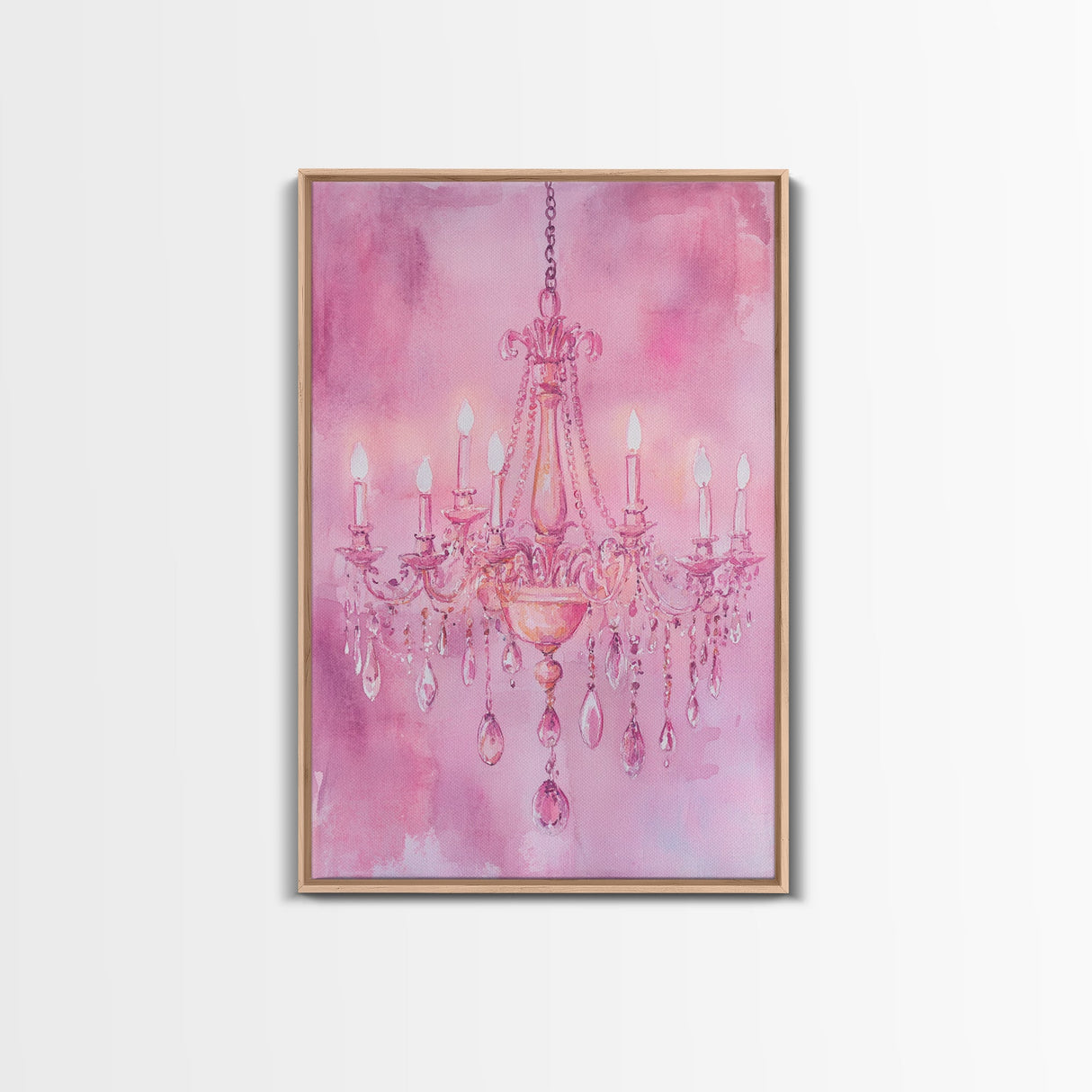 Elegant Pink Chandelier Canvas Print | Romantic Light Wall Art | Rustic Wall Decor | Bedroom Accent | Above Sofa Art | Farmhouse Vibe