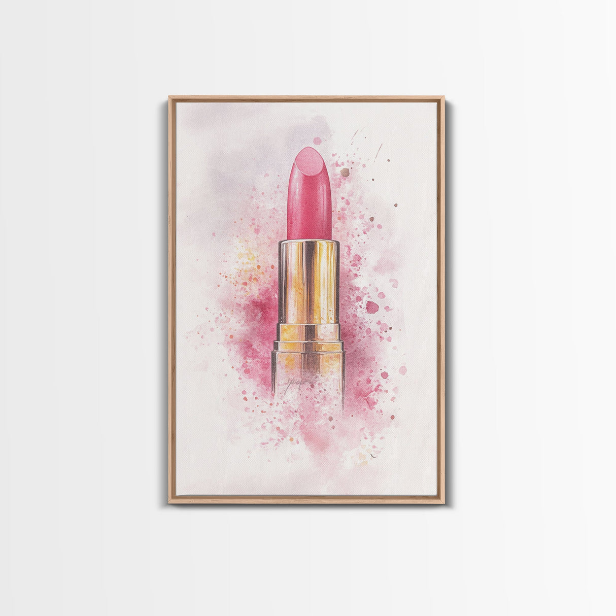 Radiant Pink Lipstick Canvas Print | Feminine Wall Art | Makeup Lover Decor | Modern Minimalist Art | Bathroom Accent | Gift Idea Her