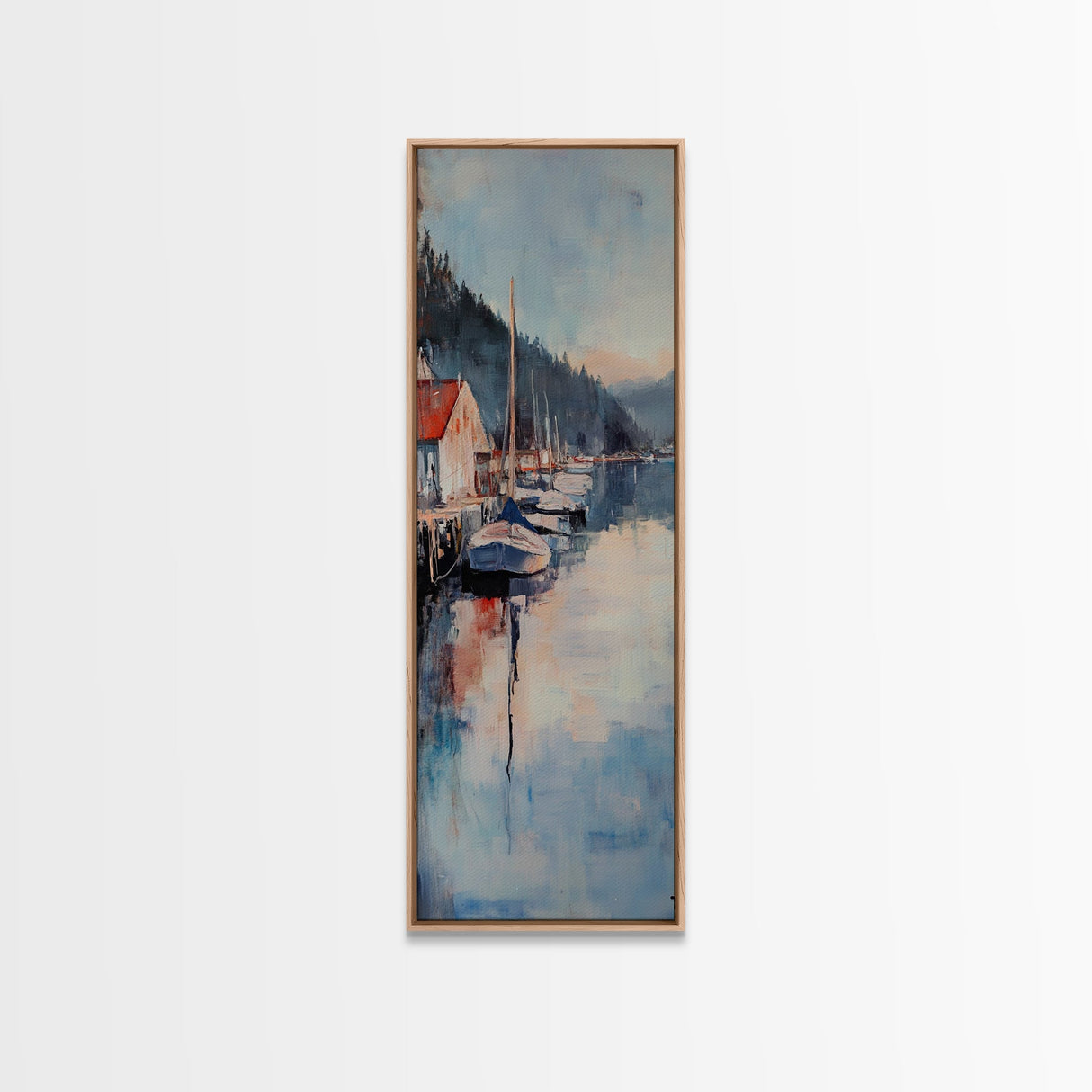 Harbor Boats, Nantucket painting, seascape painting, lake Tahoe art, rustic wall art, gift idea for her, Canvas Print, living room art