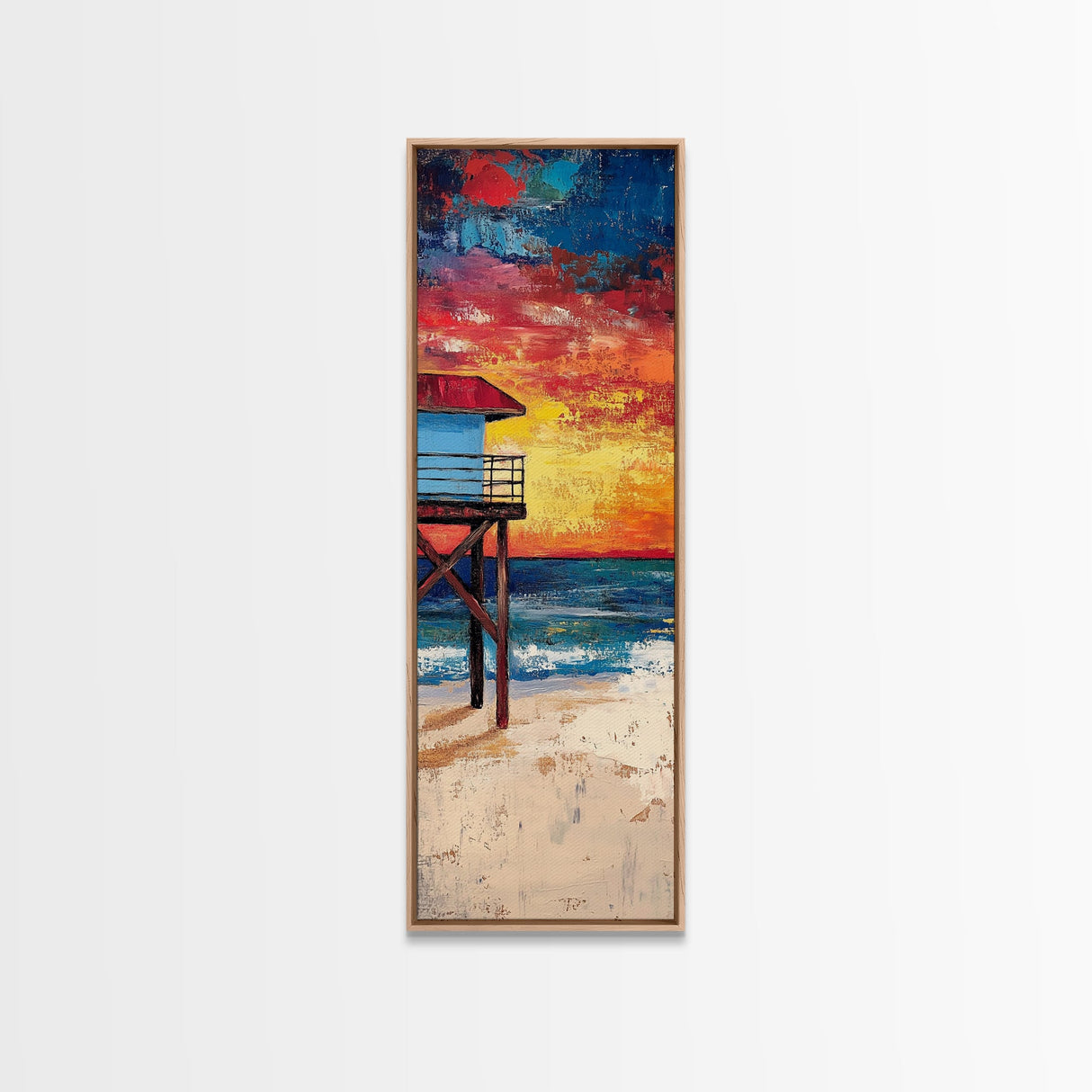 Lifeguard Tower, Surf Wall Art, Coastal Cowgirl Decor, Beach Painting, Nautical Wall Art, Framed Canvas Print