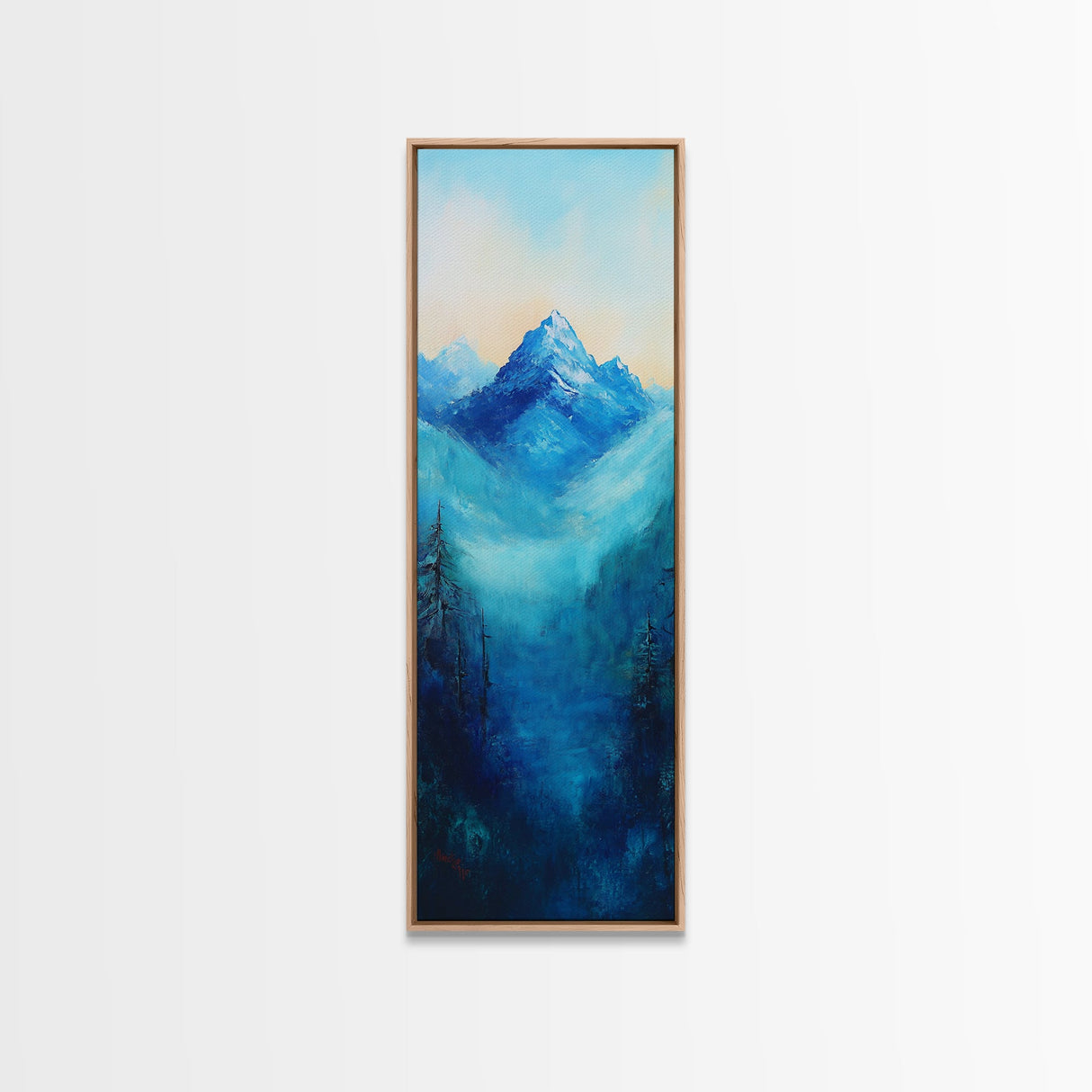 Rustic Art, Canvas Print, smoky mountain art, pine tree art, blue and green wall art, extra wide art, above bed wall art