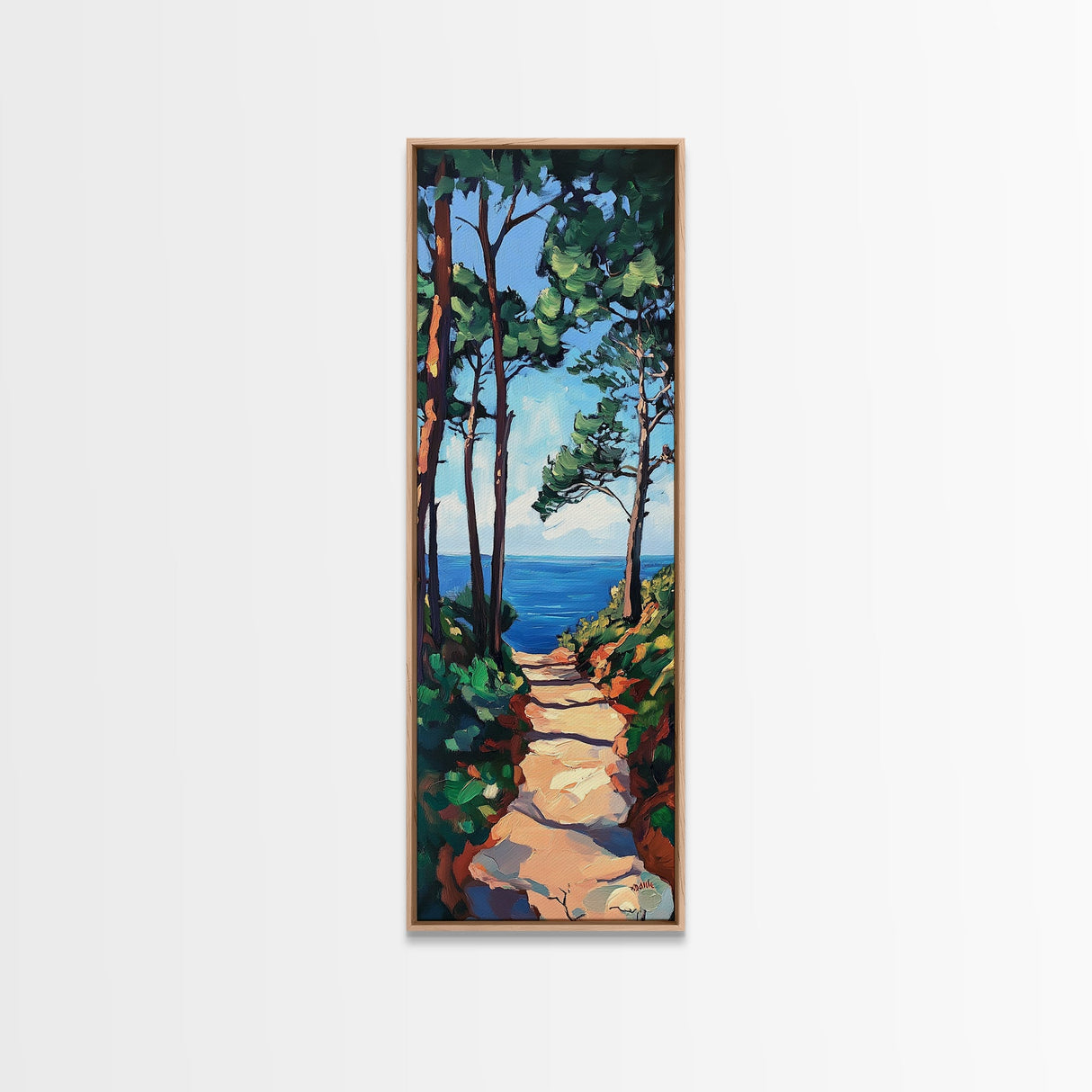 Coastal Path, Pine Tree Art, Nautical Wall Art, Coastal Decor, Living Room Art, Gift Idea for Her, Framed Canvas Print