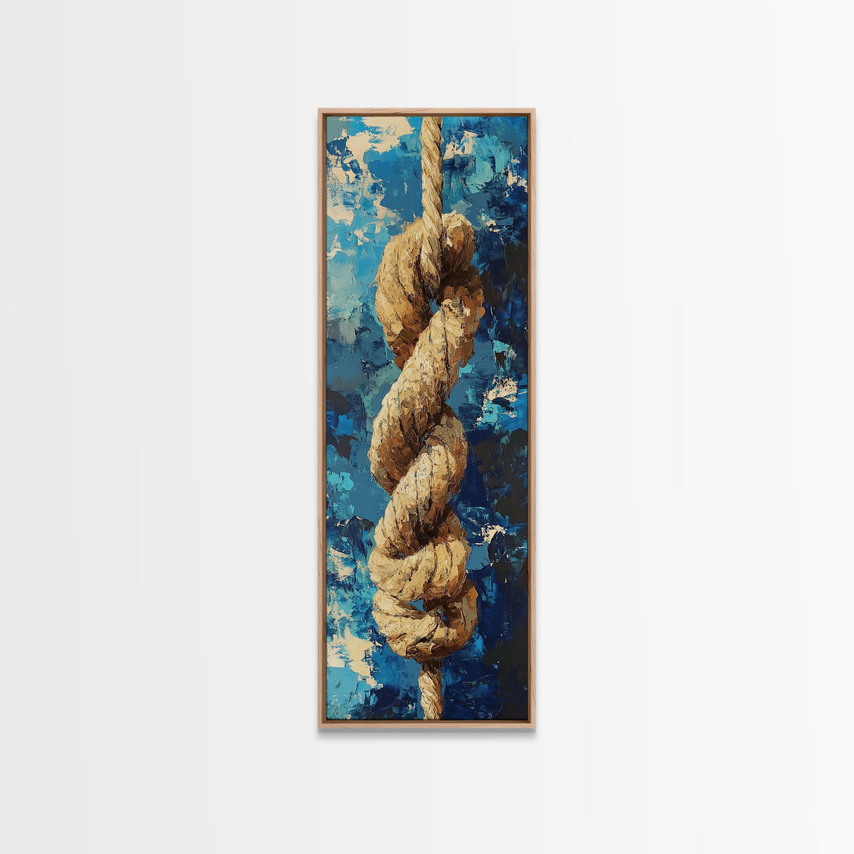 Nautical Rope, Blue Abstract, Textured Art, Framed Canvas Print, nautical decor, coastal wall art, rustic art, wabi sabi art