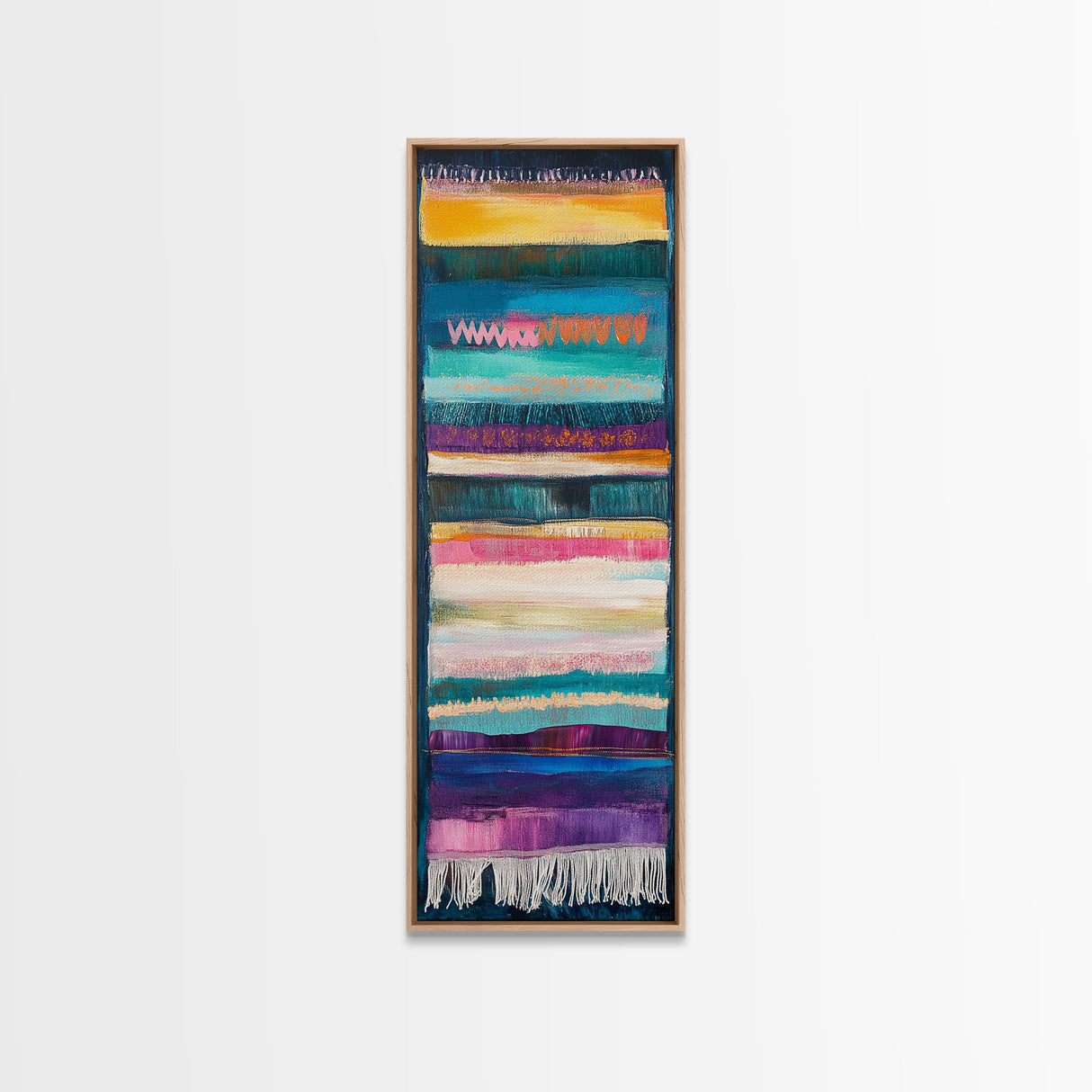Textile Abstract, Colorful Patterns, Woven Design, Framed Canvas Print, Moroccan wall art, geometric wall art, boho art, vibrant art