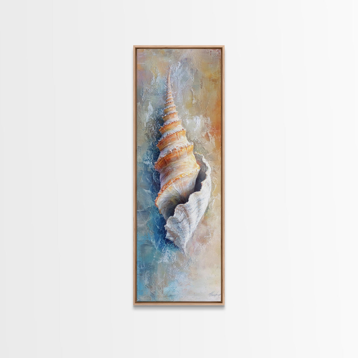 Spiral Shell Painting, Coastal Decor, Nautical Wall Art, Beach House Art, Textured Painting, Framed Canvas Print, Ocean Art