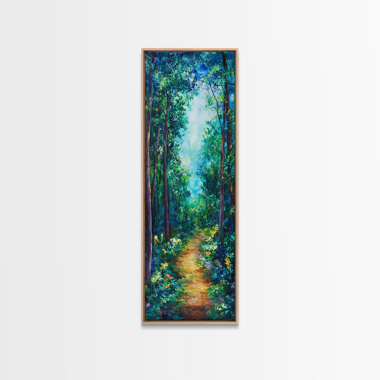 Forest Path Painting, Landscape Painting, Green Wall Art, Pine Tree Art, Above Sofa Art, Framed Canvas Print, Bedroom Art