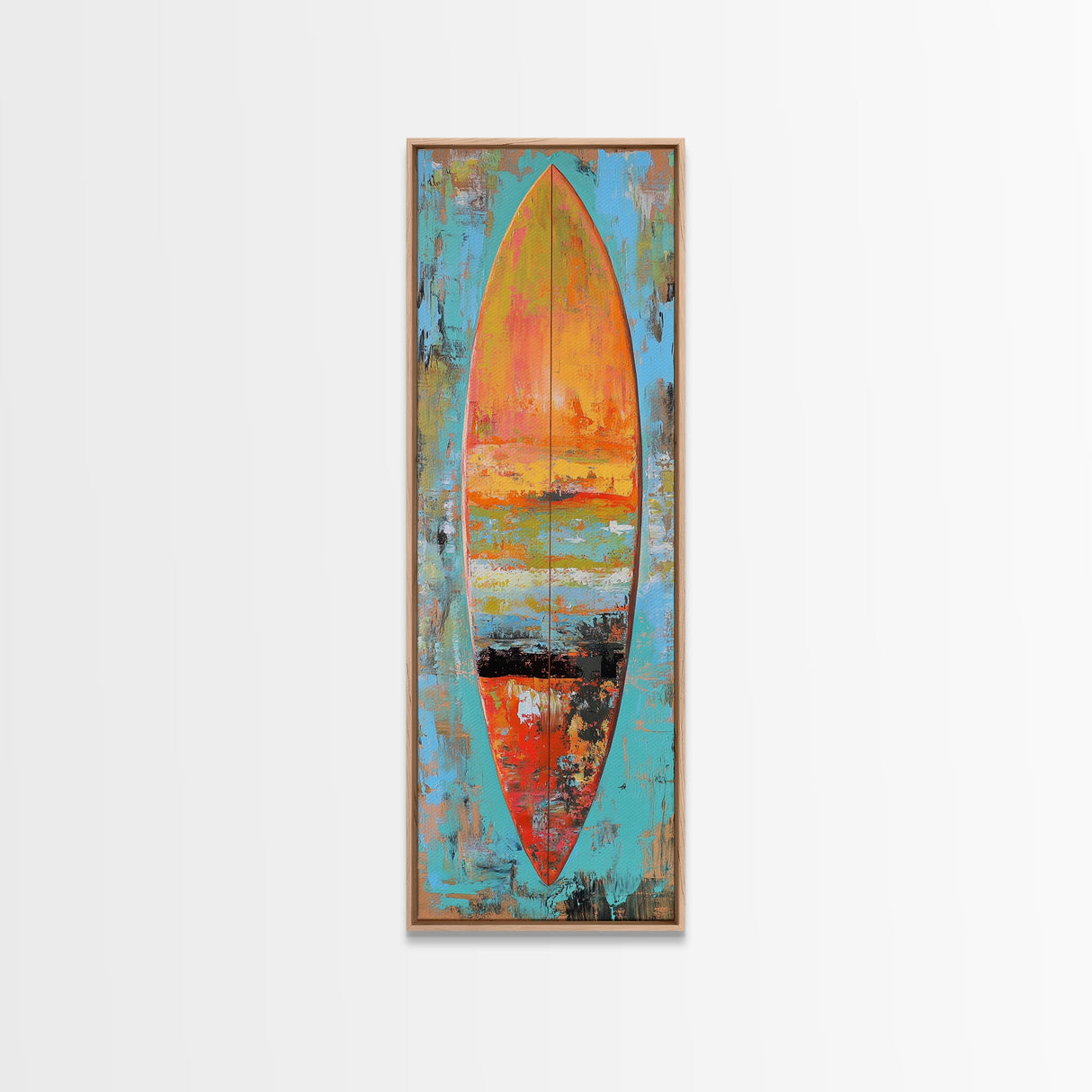 Surfboard Painting, Ocean Art, Canvas Print, Coastal Cowgirl Wall Art, Beach House Art, Tropical Art, Long Narrow Art