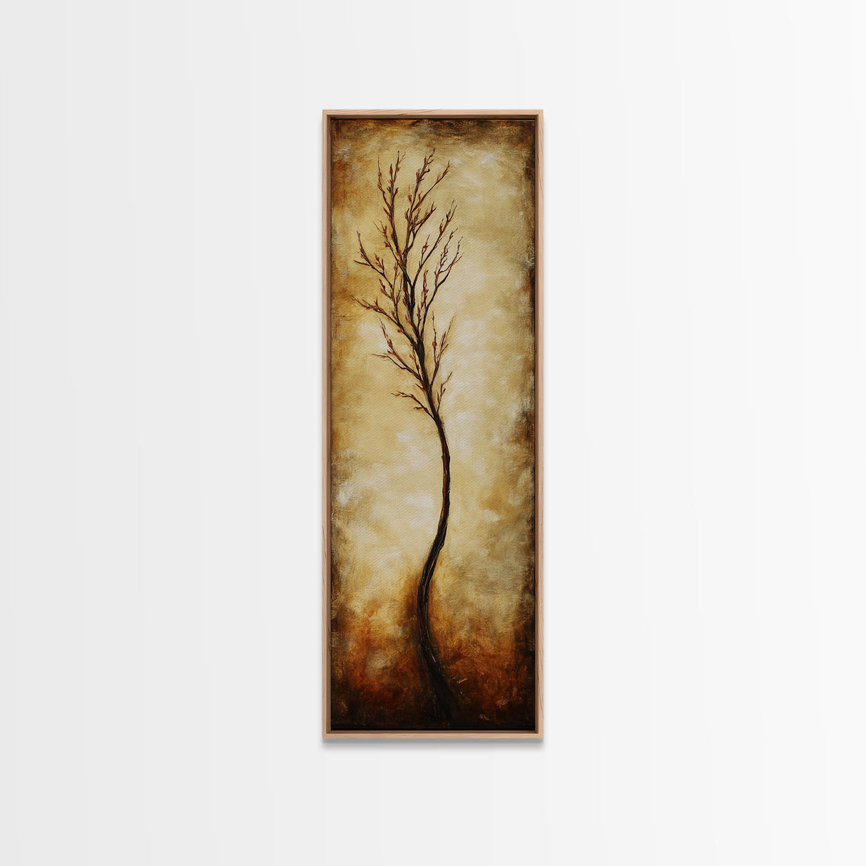 Minimalist Tree, birch tree painting, rustic wall art, farmhouse art, wabi sabi wall art, framed canvas print, vertical wall art