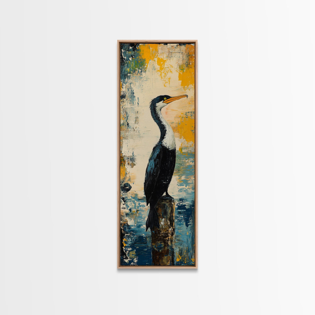 Abstract Bird Art, Coastal Wall Art, Nautical Decor, Bird Art Print, Framed Canvas Print, Rustic Wall Art, Vertical Wall Art