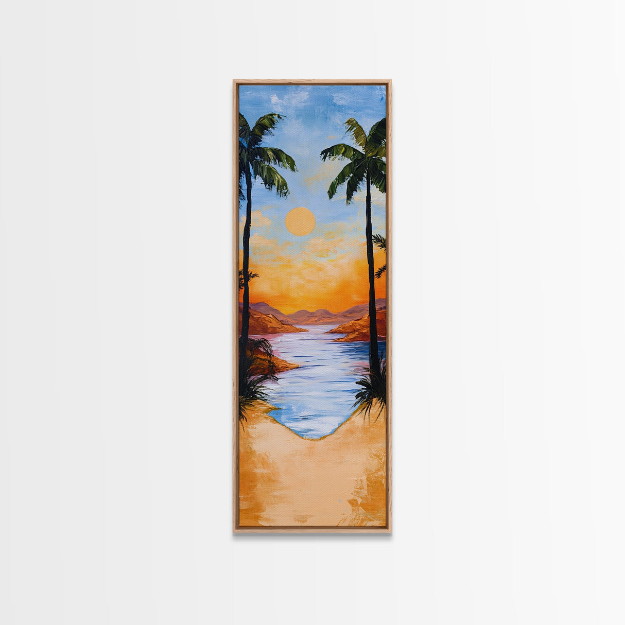 Tropical Sunset, palm tree painting, coastal decor, Hawaii art, nautical painting, framed canvas print, coastal landscape art