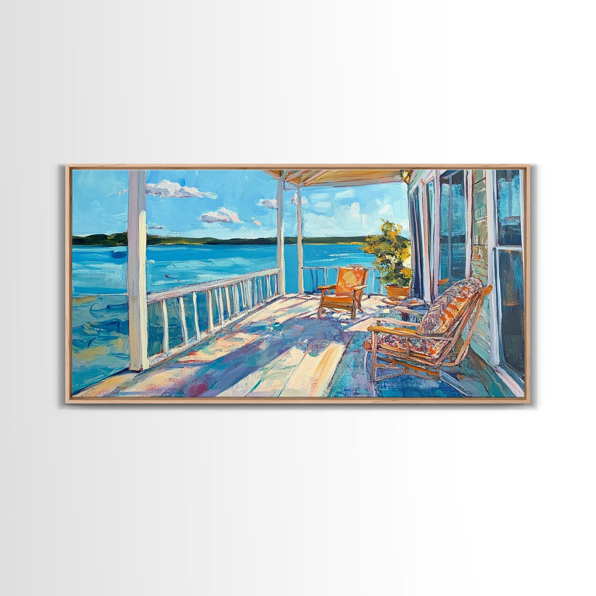 Lake House Art, Coastal Landscape Art, Nautical Decor, Rustic Wall Art, Framed Canvas Print, Living Room Art, Above Sofa Art