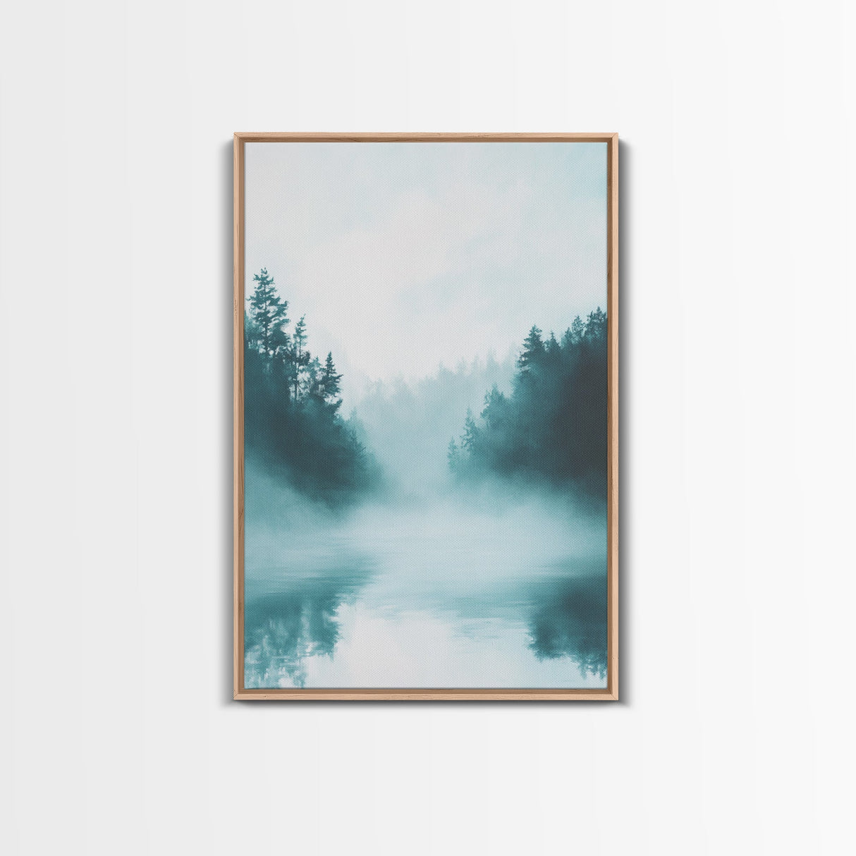 Misty Forest Painting, Pine Tree Art, Moody Landscape, Nature Wall Art, Tranquil Scenery, Green Wall Art, Canvas Print