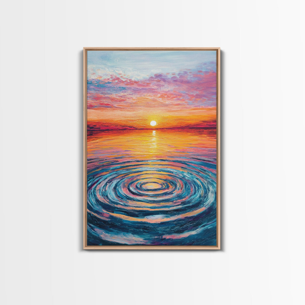 Ocean Ripple Canvas Print | Beach Sunset Painting | Seascape Wall Art | Coastal Decor | Living Room Wall Art | Vibrant Colors
