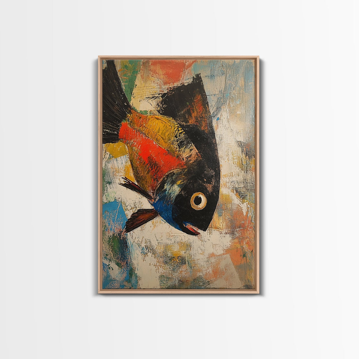 Colorful Fish, Koi Fish Painting, Whimsical Art, Nautical Decor, Living Room Art, Canvas Print, Gift Idea