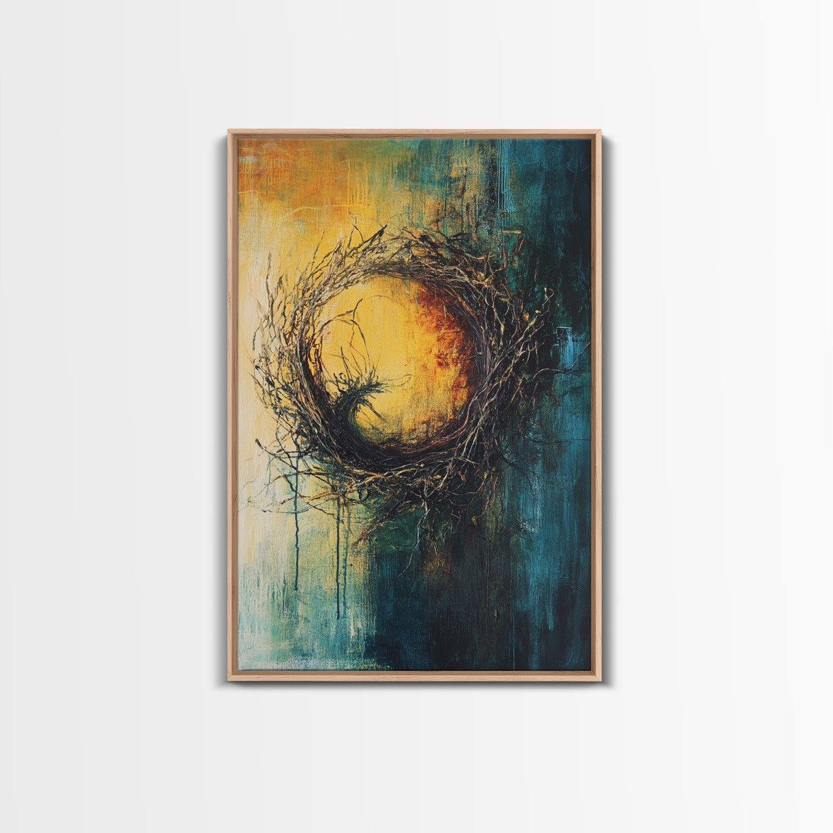 Rustic Bird Nest Canvas Print Minimalist Nature Wall Art Farmhouse Home Decor Moody Artwork Cozy Living Room Art Gift Under 50