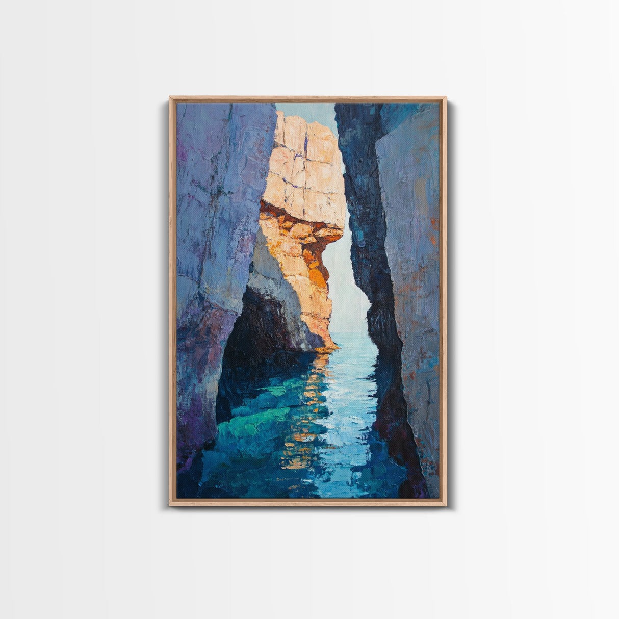 Secluded Cove, Coastal Landscape Art, Nautical Wall Art, Blue and Green Wall Art, Above Sofa Art, Extra Wide Art, Canvas Print