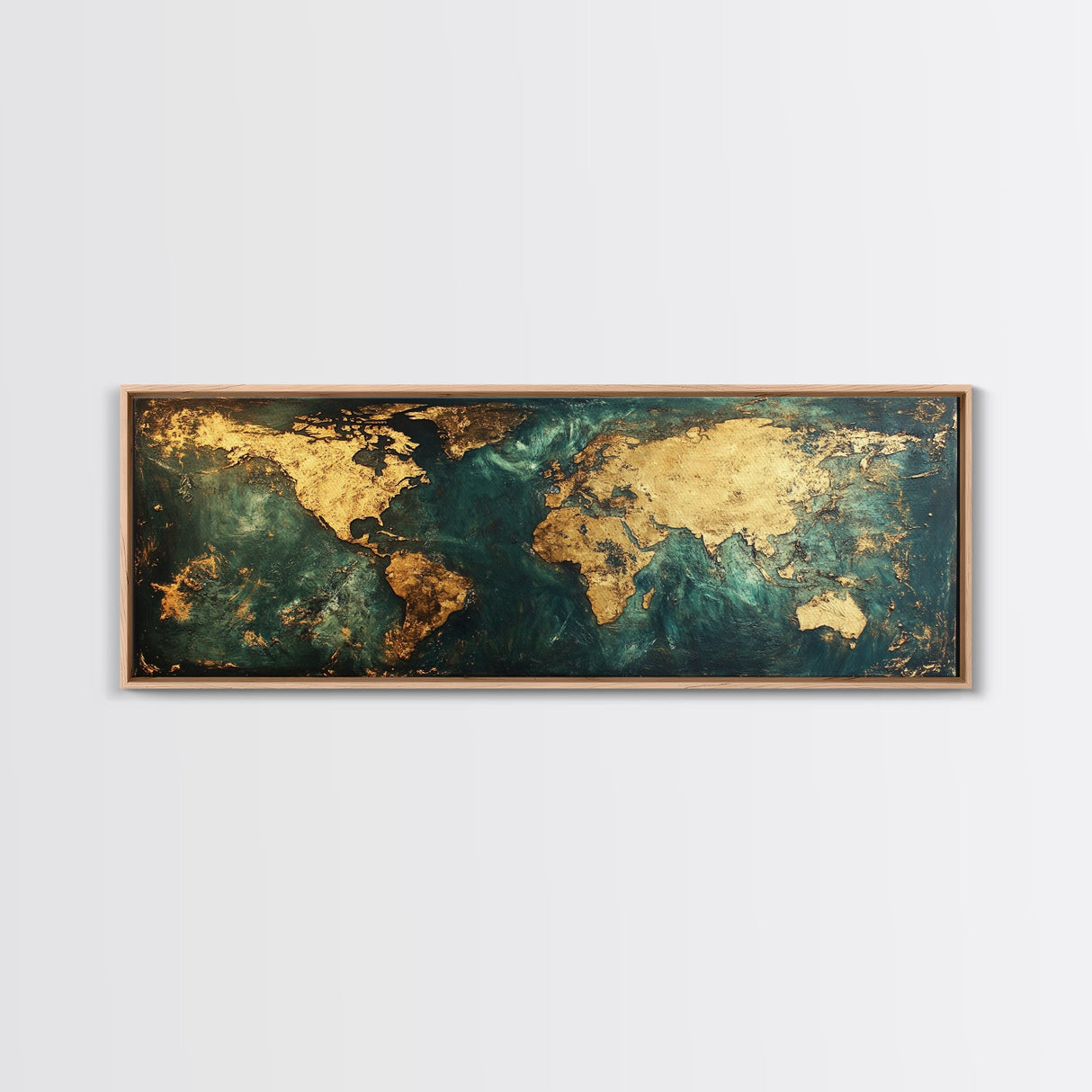 Gold World Map Framed Canvas Print Elegant Travel Wall Art, Luxury Office Decor, Metallic Abstract Map Painting, Modern Home Artwork