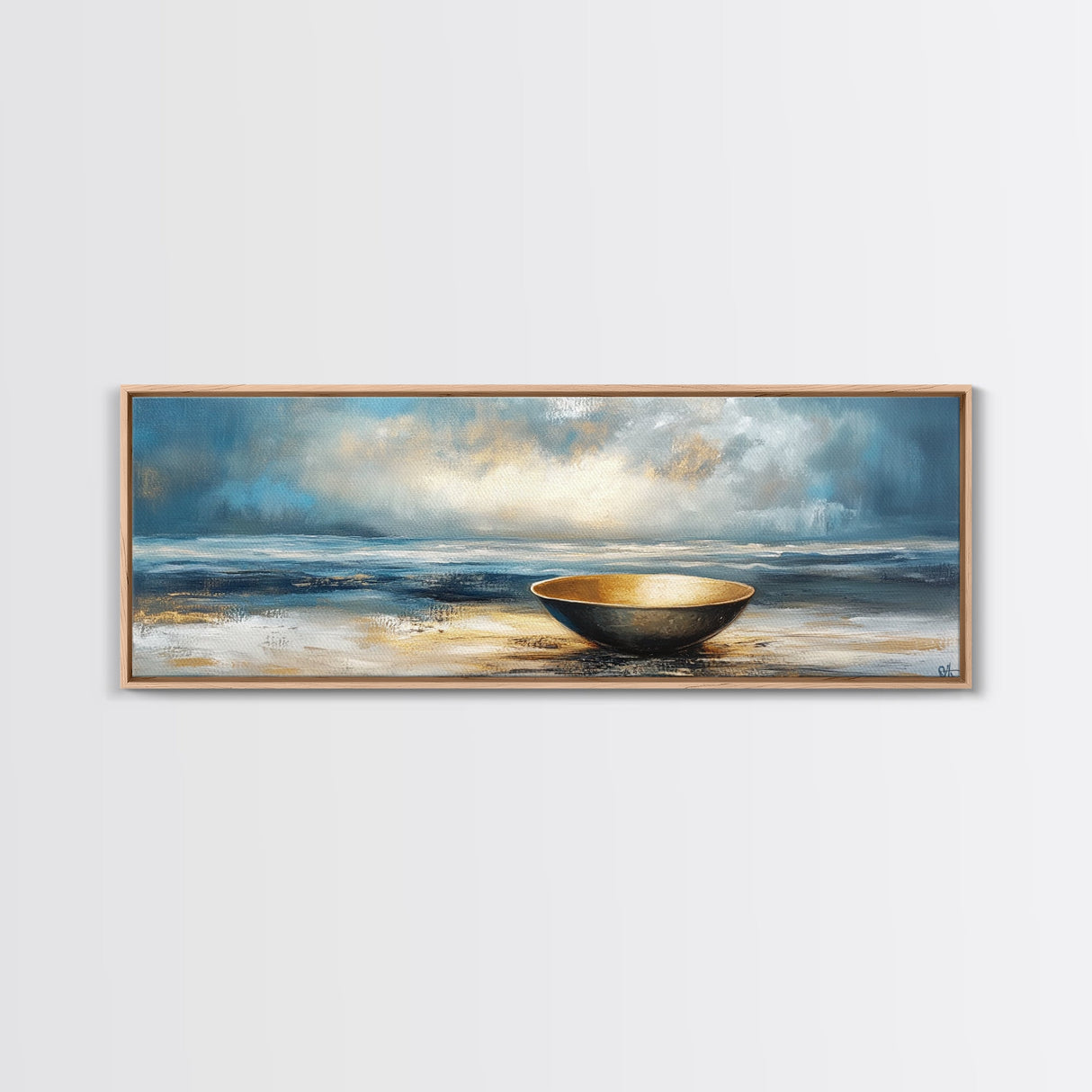 Ocean Bowl Framed Canvas Print, Coastal Zen Wall Art, Beach Minimalist Home Decor, Tranquil Seascape Art, Modern Nautical Wall Decor