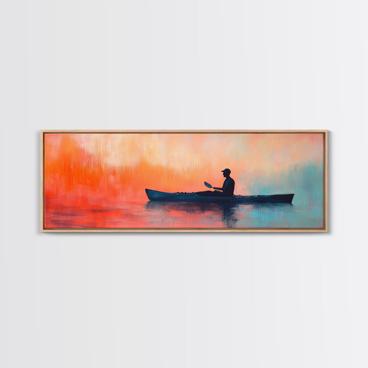 Kayak Sunset Wall Art, Lake House Decor, Nature Painting, Outdoor Adventure Art, Boho Home Decor, Living Room Wall Art