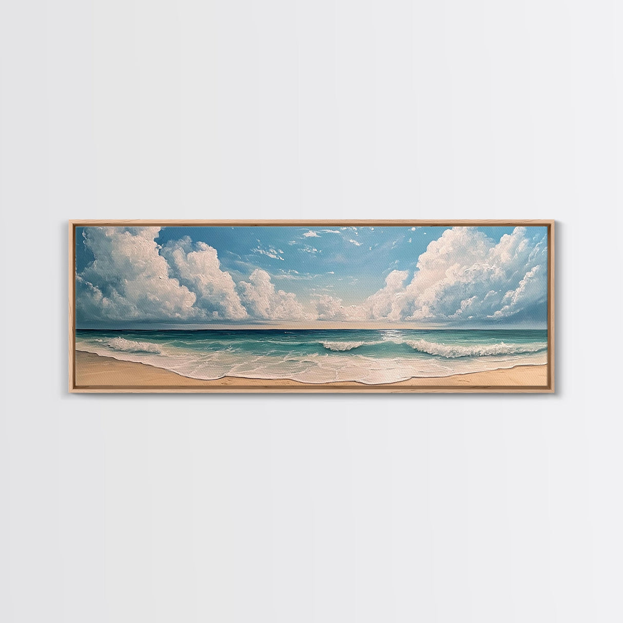 Ocean Wave Horizon Canvas Print Coastal Seascape Wall Art, Tranquil Beach Painting, Nautical Home Decor, Relaxing Living Room Artwork