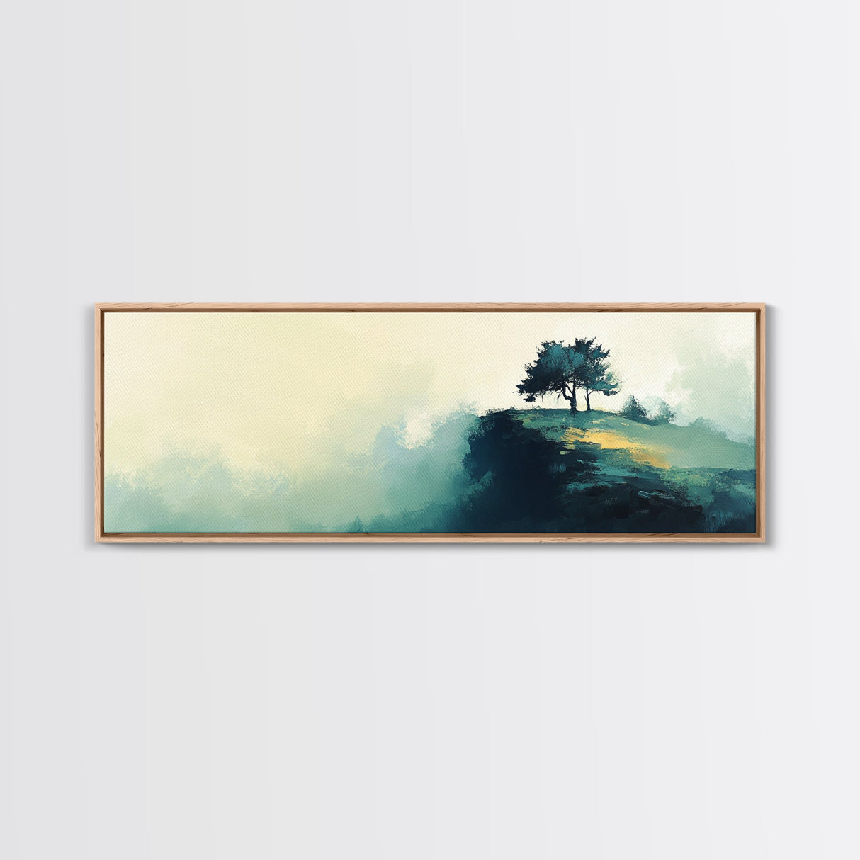 Lone Tree on Hill Canvas Print Minimalist Landscape Art, Tranquil Nature Painting, Neutral Wall Decor, Modern Home Office Artwork