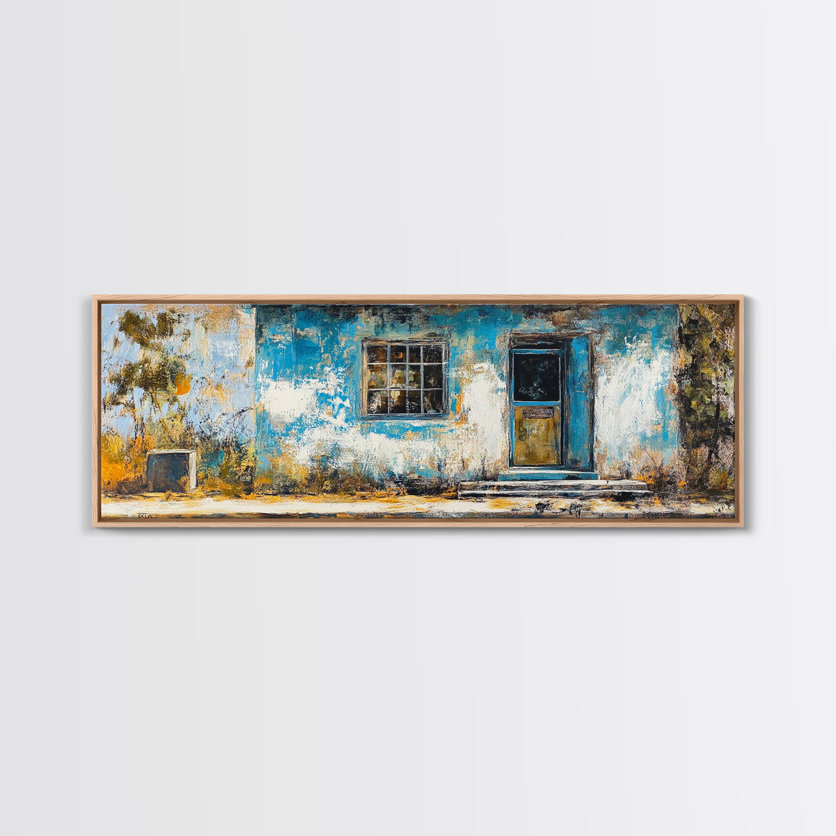 Weathered House Framed Canvas Print Rustic Wall Art, Home Decor, Old Building Painting, Shabby Chic Artwork, Farmhouse Aesthetic