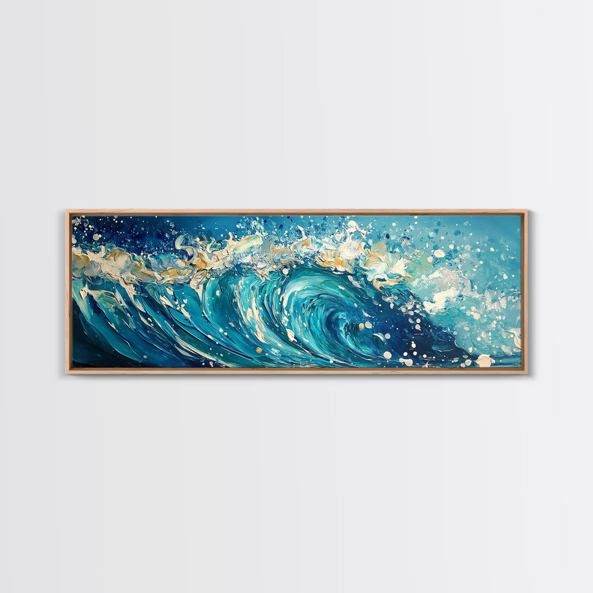 Ocean Wave, Blue Coastal Wall Art, Water Splash Painting, Beach House Decor, Canvas Print, Nautical Style, Bathroom Artwork