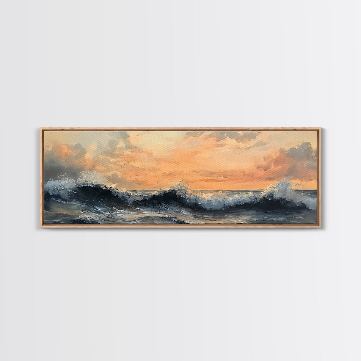 Stormy Ocean, Dramatic Sea Painting, Moody Coastal Wall Art, Nautical Decor, Canvas Print, Sunset Waves, Living Room Artwork