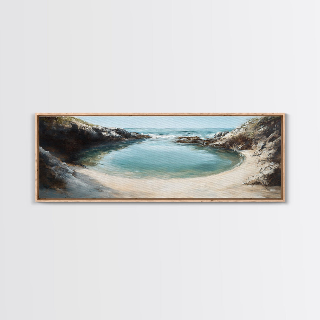 Hidden, Lagoon, Secluded, Beach, Canvas Print, Coastal Escape Art, Tranquil Water Scene, Bedroom Wall Art, Ocean Painting