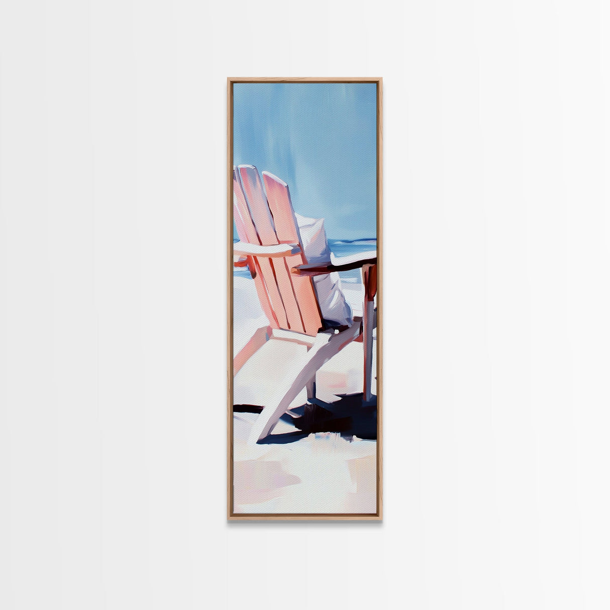 Adirondack Chair, Beachside Relaxation, Pink and Blue Art, Framed Canvas Print, Coastal Home Decor, Summer Vibes, Living Room Wall Art
