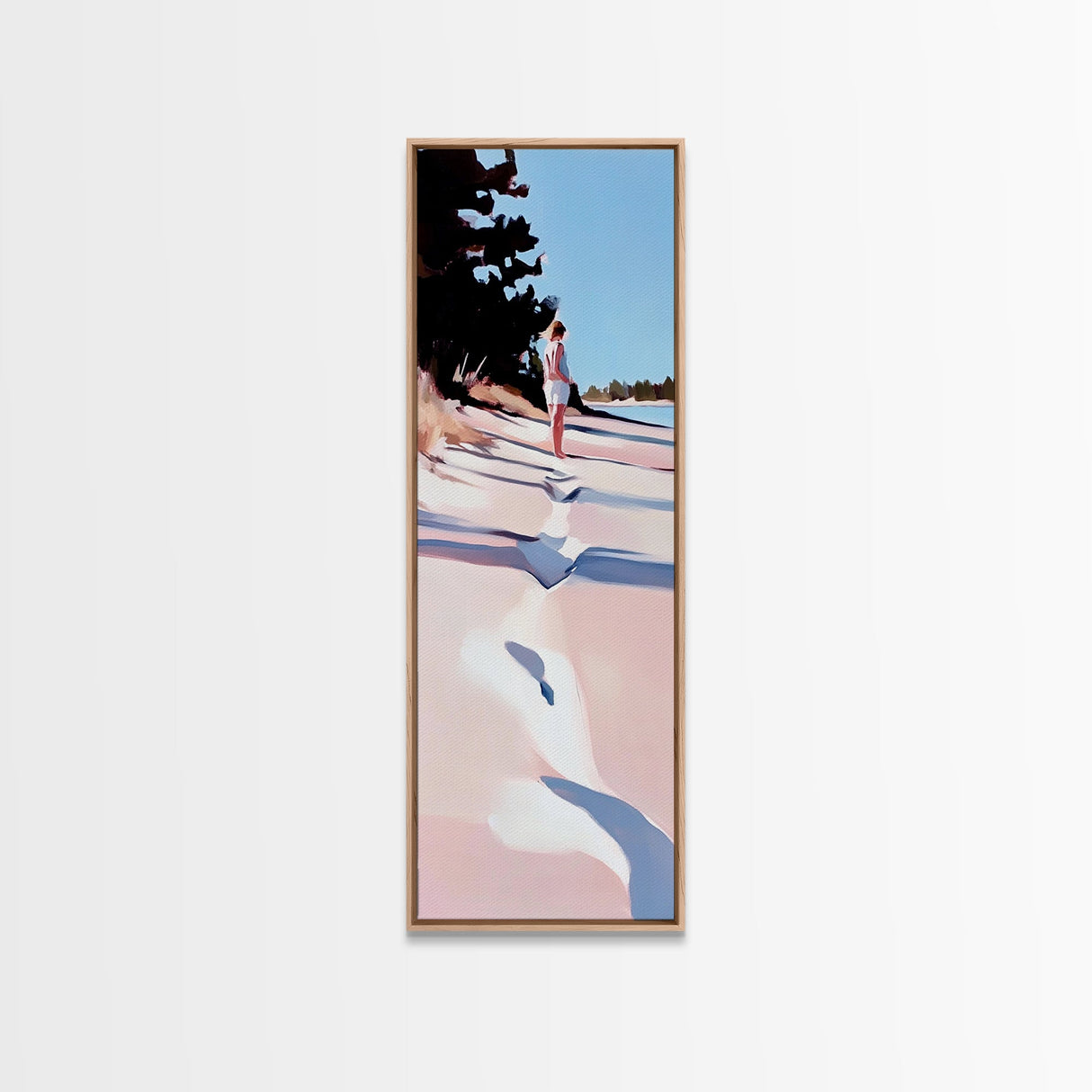 Sandy Beach, Coastal Landscape, Pastel Beach Art, Modern Nature, Canvas Print, Minimalist Seascape, Living Room Wall Art, Bedroom Decor