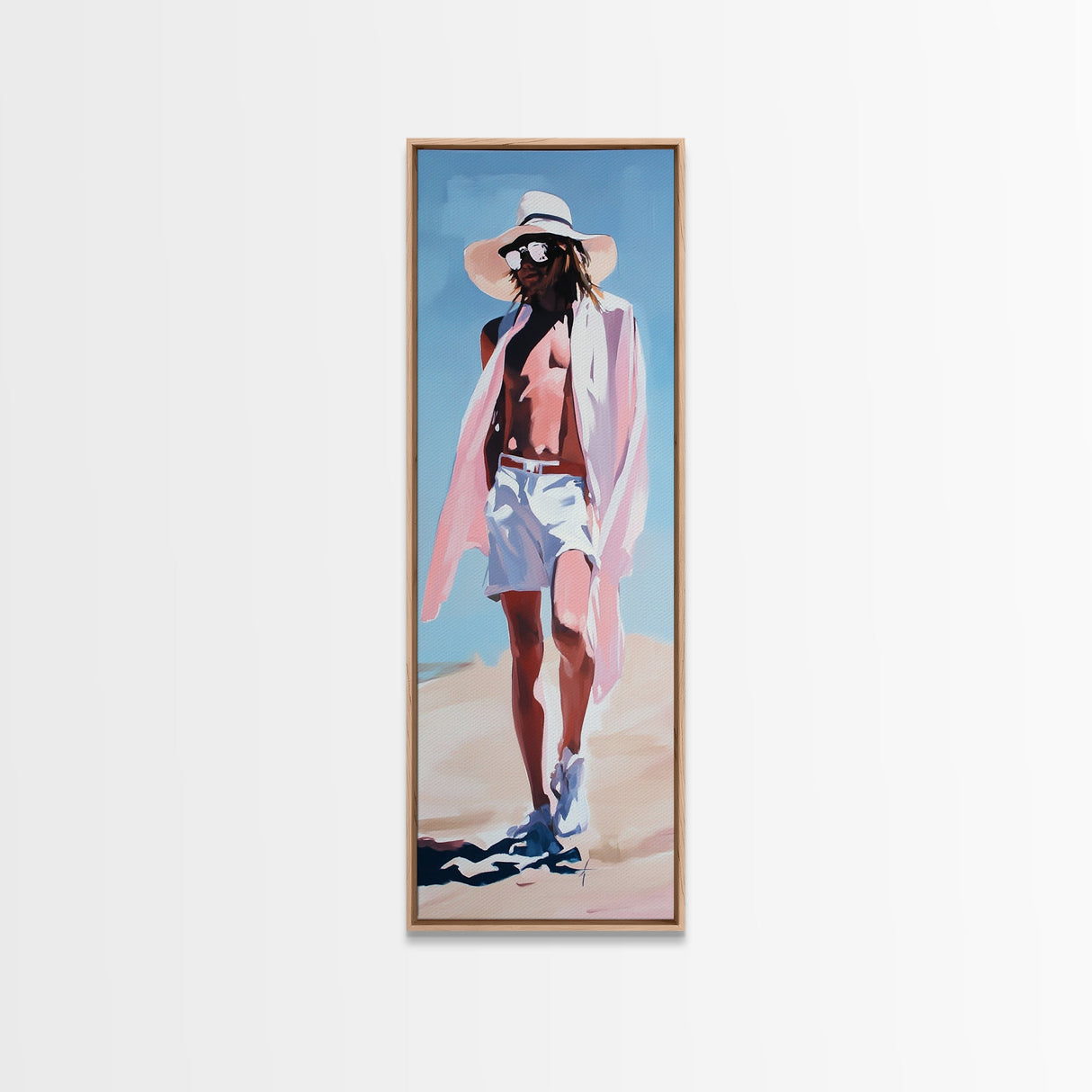 Summer Fashion, Beach Aesthetic, Coastal Decor, Framed Canvas Print, Minimalist Art, Modern Wall Art, Boho Style, Living Room Art