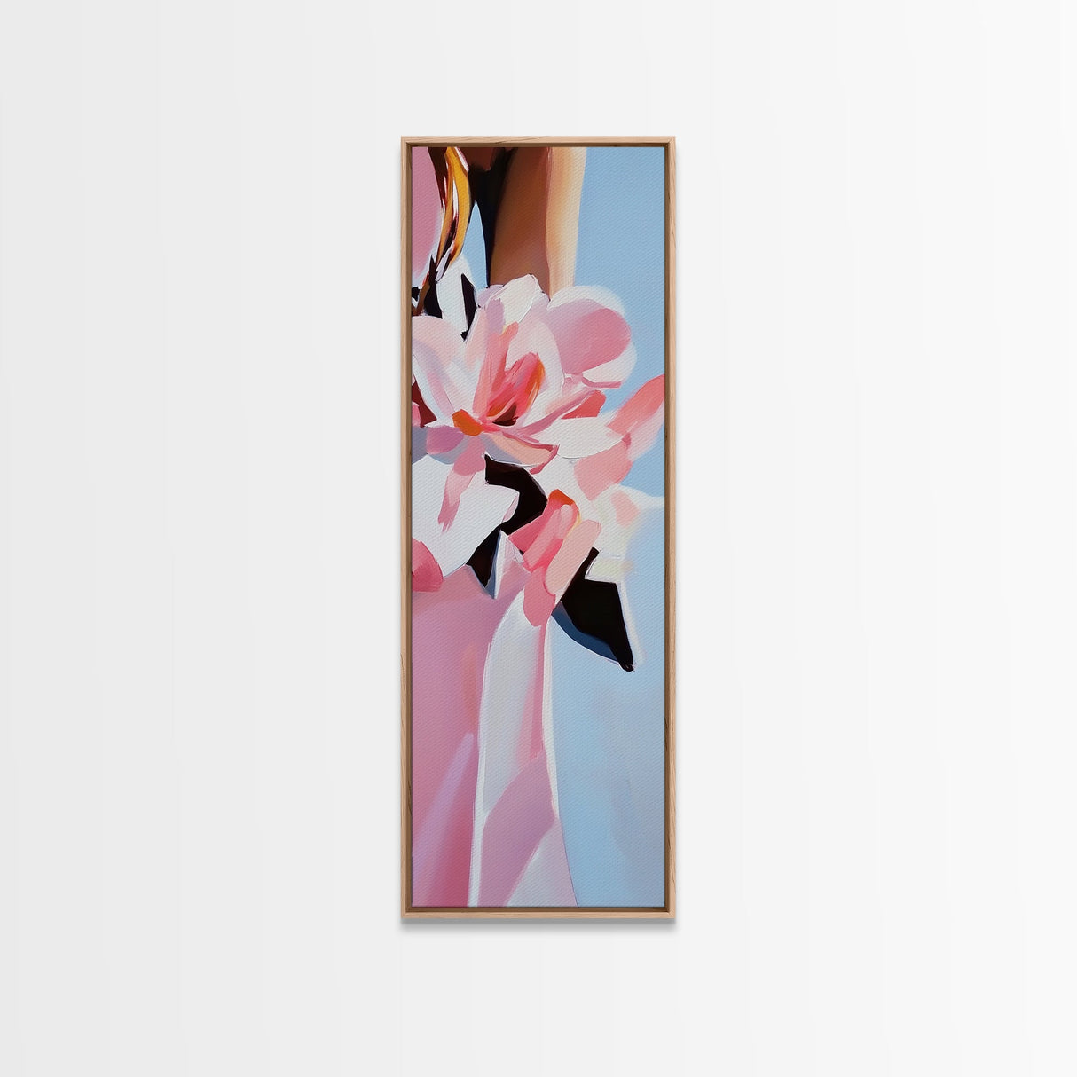 Pink Flowers, Floral Elegance, Feminine Botanical Art, Chic Wall Decor, Romantic Aesthetic, Modern Bloom Painting, Framed Canvas Print