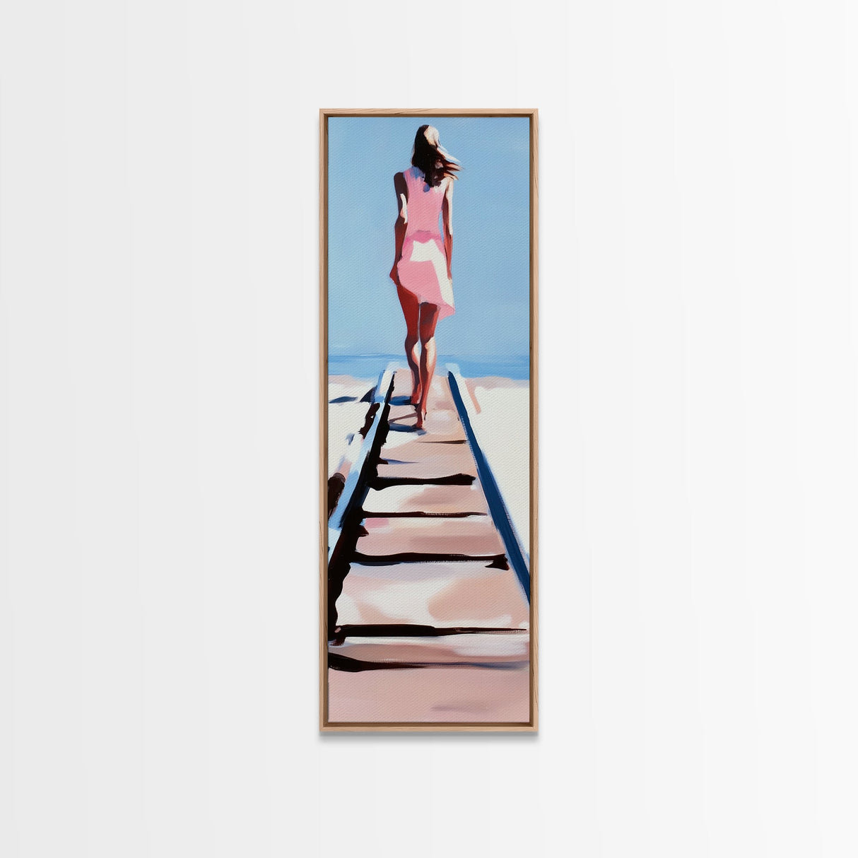 Walk to the Sea, Serene Beach Path, Minimalist Coastal Art, Canvas Print, Ocean Wall Art, Pastel Tones, Relaxing Home Decor